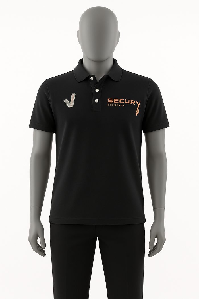 Polo noir brodé SECURY3